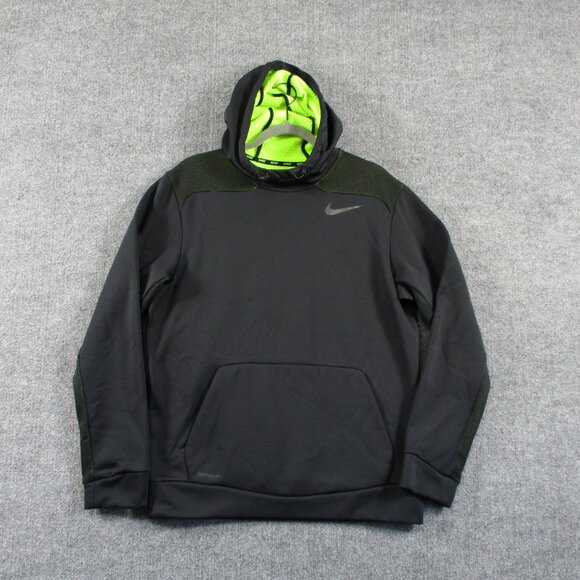 Nike Other - Nike Sweater Mens Medium Black Therma Fit Hi Viz Swoosh Pull Over Hoodie Run